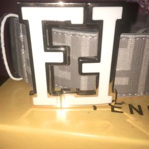 WHITE FENDI BELT (Real Fendi buckle)